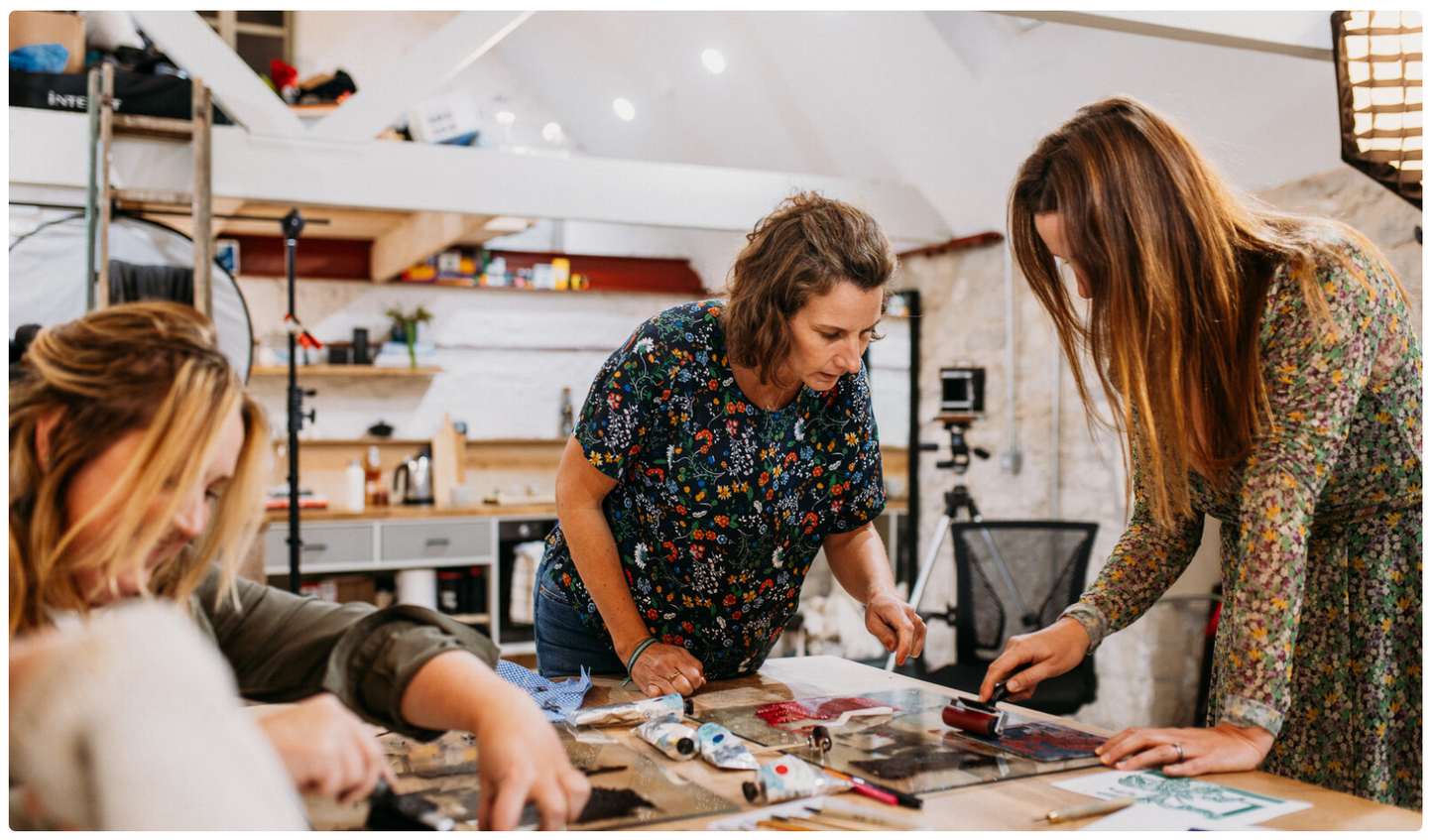 Multi-colour linoprinting at Prior Shop