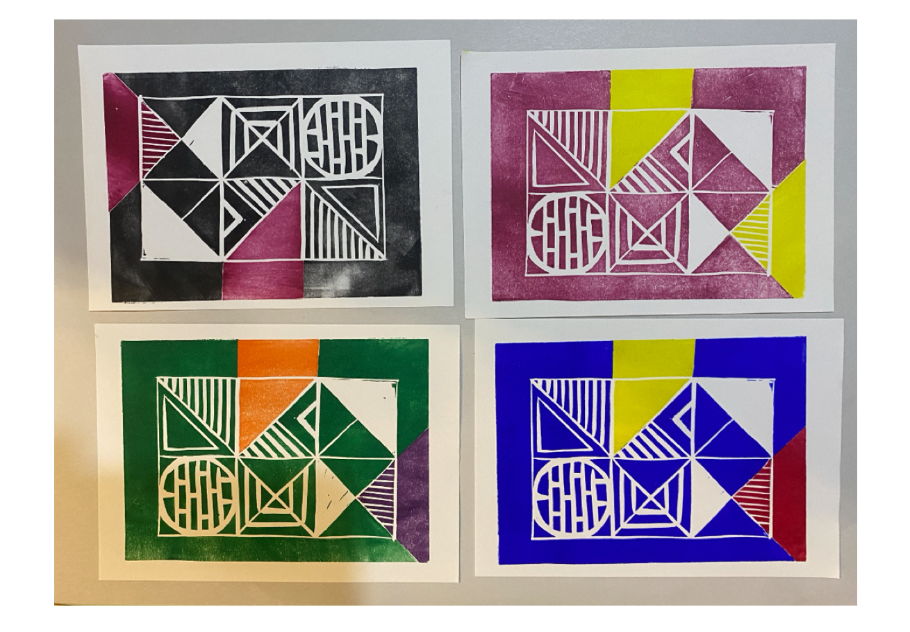 Multi-colour linoprinting at Prior Shop
