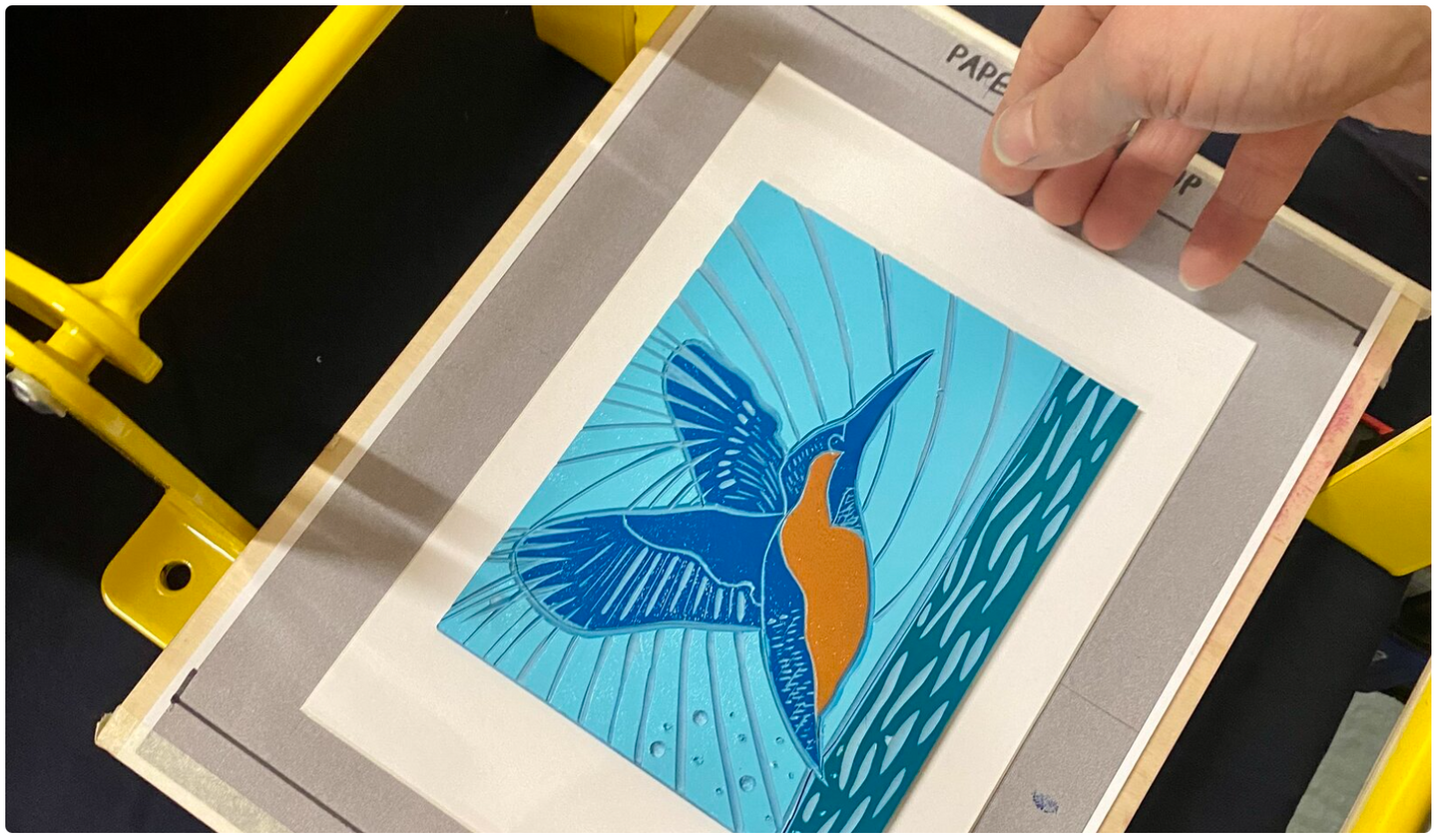 Multi-colour linoprinting at Prior Shop