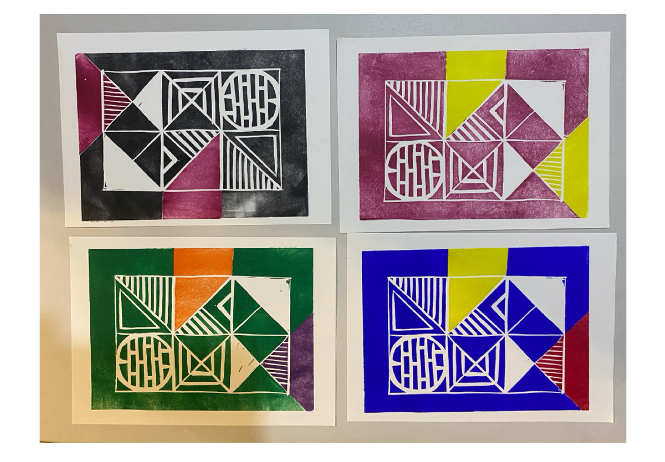 All day / Half day Linoprint multicoloured prints